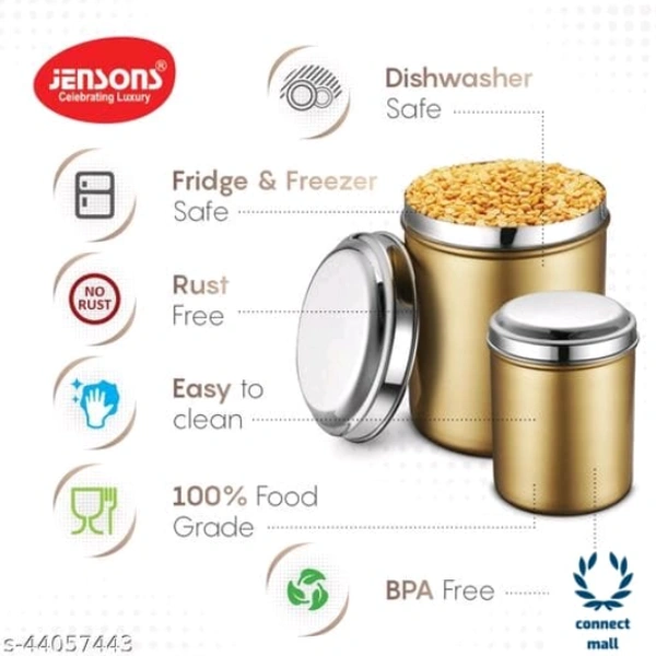 Amazing Jars & Containers - LXHXW: 13.5X 16.5 X13.5 cm, GOLDDUST With Mirror Polish S.Steel Lid, Stainless Steel, Pack of 4